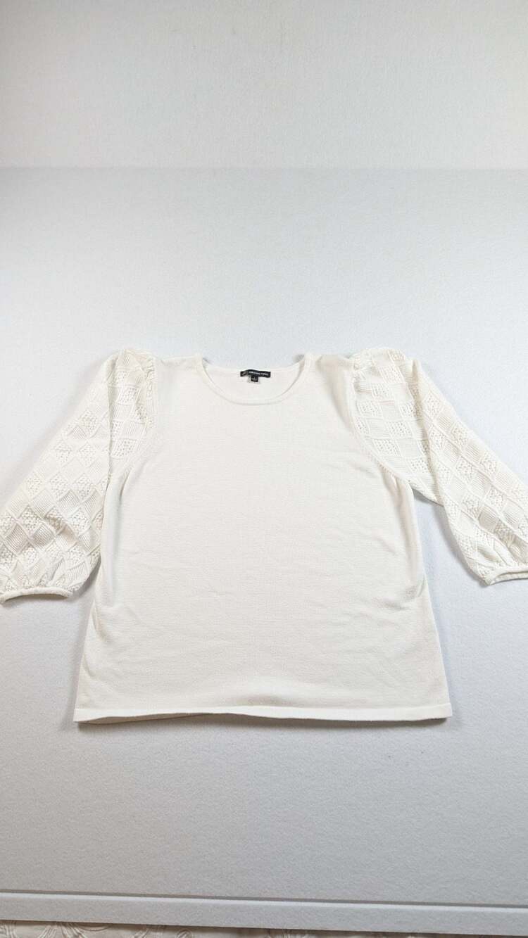 Adrianna Papell White Lace Eyelet Sleeve Top